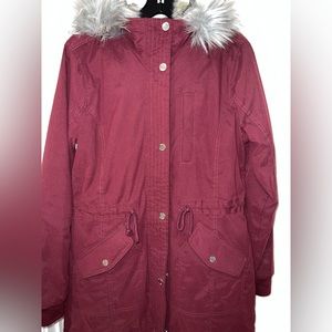Hollister Heritage Collection Faux-fur trimmed Jacket size M color maroon